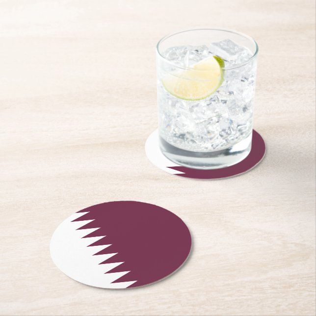 Posavasos Redondo De Papel Bandera de Qatar (In situ)