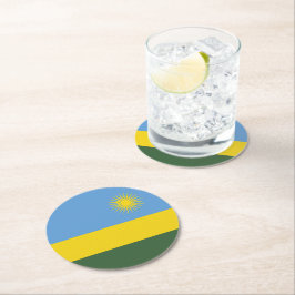 Posavasos Redondo De Papel Bandera de Ruanda
