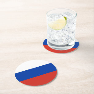 Posavasos Redondo De Papel Bandera de Rusia