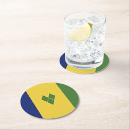 Posavasos Redondo De Papel Bandera de San Vicente y las Granadinas