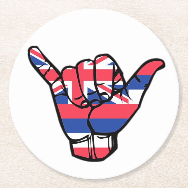 Posavasos Redondo De Papel Bandera de Shaka Hawaii (Anverso)