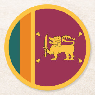Posavasos Redondo De Papel Bandera de Sri Lanka