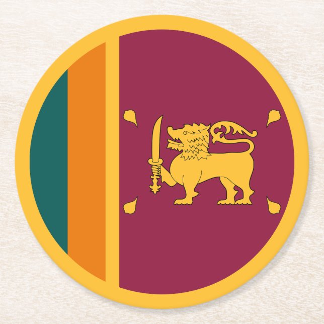 Posavasos Redondo De Papel Bandera de Sri Lanka (Anverso)