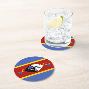 Posavasos Redondo De Papel Bandera de Suazilandia