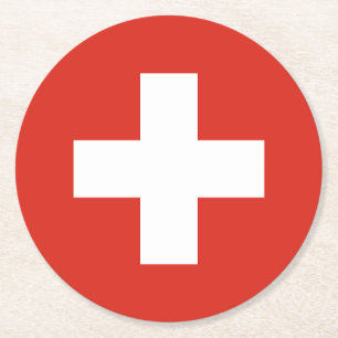 Posavasos Redondo De Papel Bandera de Suiza