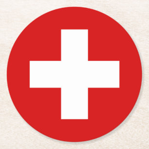 Posavasos Redondo De Papel Bandera de Suiza
