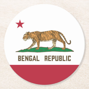 Posavasos Redondo De Papel Bandera de tigre de la República Bengalí Orgullo b
