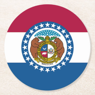 Posavasos Redondo De Papel Bandera del estado de Missouri