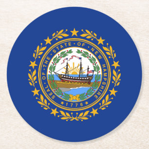 Posavasos Redondo De Papel Bandera del estado de New Hampshire