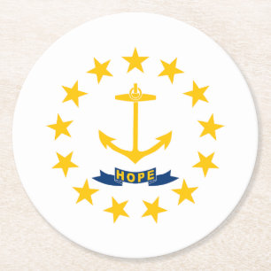 Posavasos Redondo De Papel Bandera del estado de Rhode Island