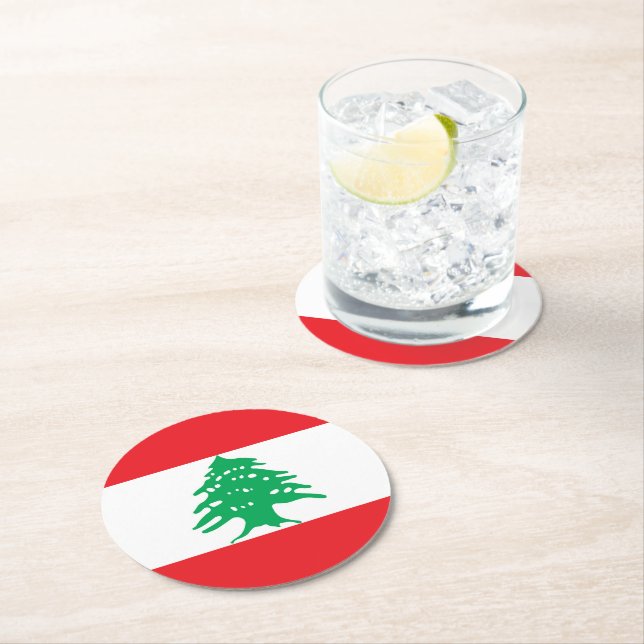 Posavasos Redondo De Papel Bandera del Líbano (In situ)
