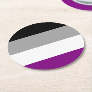 Posavasos Redondo De Papel Bandera del Orgullo Asexual
