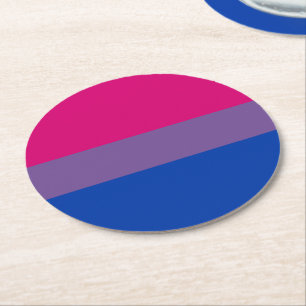 Posavasos Redondo De Papel Bandera del Orgullo Bisexual