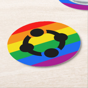 Posavasos Redondo De Papel Bandera del Orgullo de Niche Arcoíris