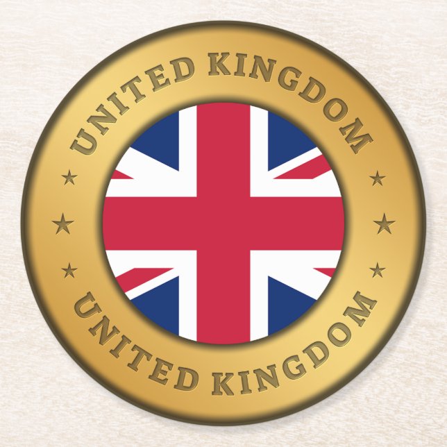 Posavasos Redondo De Papel Bandera del Reino Unido (Anverso)