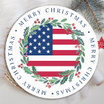 Posavasos Redondo De Papel Bandera estadounidense Navidades patrióticos Wreat<br><div class="desc">Añada el toque final a su fiesta de vacaciones Bandera Americana Merry Christmas coaster - Holiday wreath en un diseño de la bandera norteamericana diseño moderno de azul rojo blanco con bayas y azulejos. Esta montaña rusa de Navidades patrióticos es perfecta para familias militares, veteranos, familias patrióticas. DERECHOS RESERVADOS ©...</div>