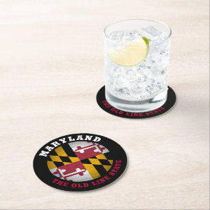 POSAVASOS REDONDO DE PAPEL BANDERA ESTATAL DE LA LÍNEA ANTIGUA DE MARYLAND