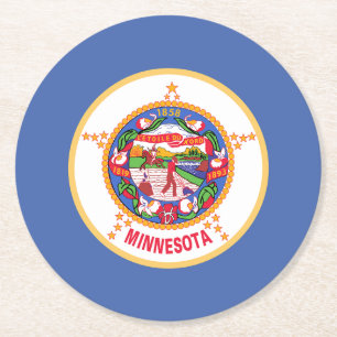 Posavasos Redondo De Papel Bandera estatal de Minnesota