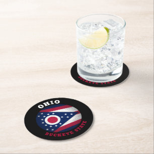 POSAVASOS REDONDO DE PAPEL BANDERA ESTATAL OHIO BUCKEYE