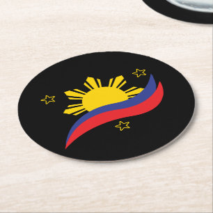 Posavasos Redondo De Papel Bandera filipina de Pinoy de Filipinas