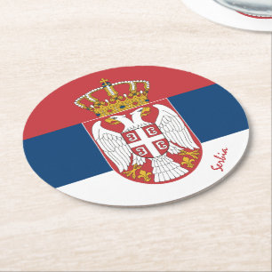 Posavasos Redondo De Papel bandera serbia y boda Serbia, fiesta /deportes