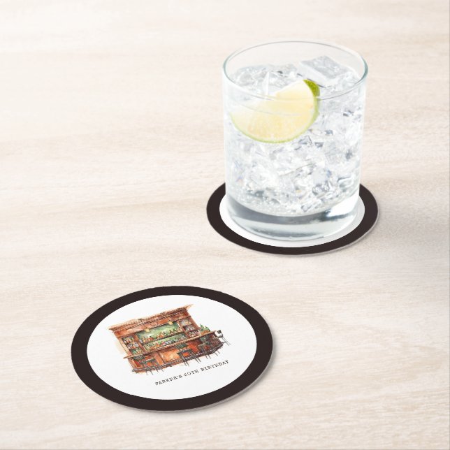 Posavasos Redondo De Papel Bar Adultos Cumpleaños Cualquier Edad Personalizad (In situ)