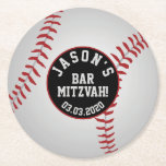 Posavasos Redondo De Papel Bar de béisbol Mitzvah Red Black<br><div class="desc">Máster de papel redondo Mitzvah,  rojo,  blanco y negro personalizado.</div>