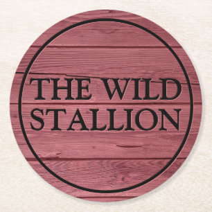 Posavasos Redondo De Papel Barra de nombres con grabado de imitación de mader