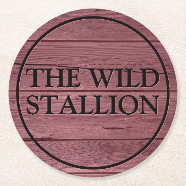 Posavasos Redondo De Papel Barra de nombres con grabado de imitación de mader (Anverso)