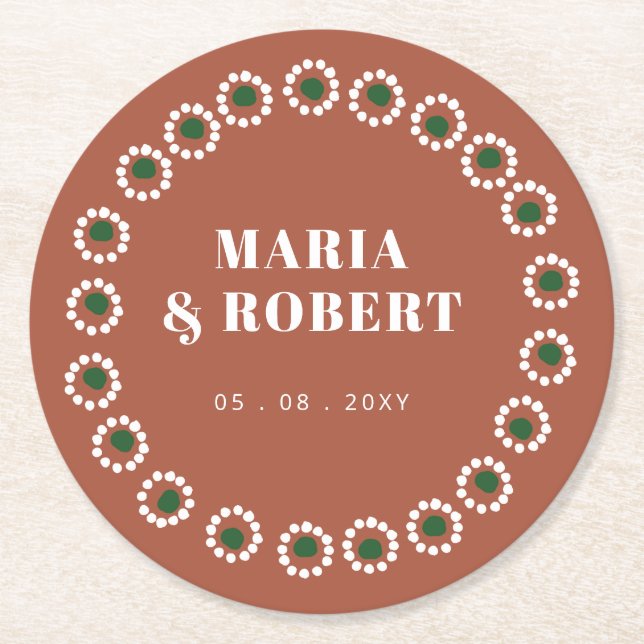 Posavasos Redondo De Papel Barro Bohío Mexicano (Anverso)