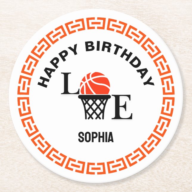 Posavasos Redondo De Papel Basketball Player Girl, Basketball Girl  Birthday (Anverso)