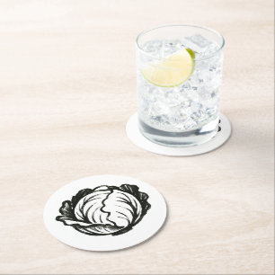 Posavasos Redondo De Papel Basura minimalista - Diseño de tinta negrita para