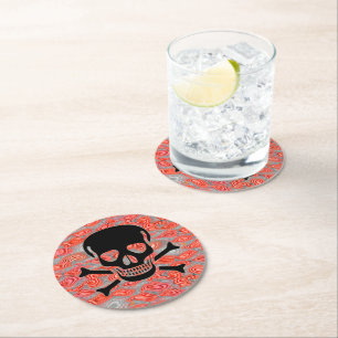 Posavasos Redondo De Papel Baterías de bebidas de papel redondo con cráneo de