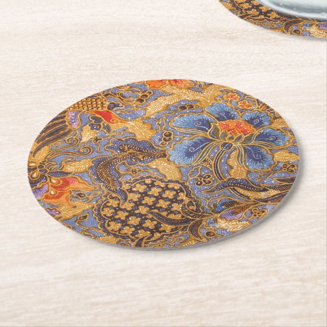 Posavasos Redondo De Papel Batik de la fantasía (En perspectiva)