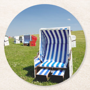 Posavasos Redondo De Papel Beach chairs at the North Sea