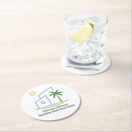 Posavasos Redondo De Papel Beach Real Estate Company Cute Personalizable