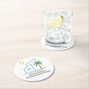 Posavasos Redondo De Papel Beach Real Estate Company Cute Personalizable
