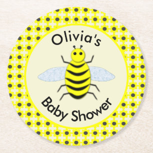 Posavasos Redondo De Papel Bebé Amarillo Cute Género Baby Shower Neutral