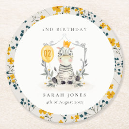 Posavasos Redondo De Papel Bebé Amarillo lindo Foliage de cebra de cualquier 
