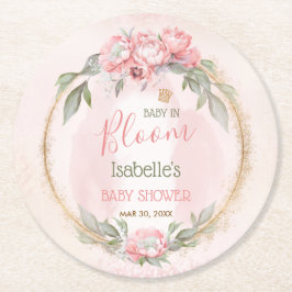 Posavasos Redondo De Papel Bebé En El Chica Elegante Floral Rosa De Bloom Bab