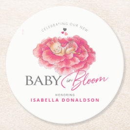 Posavasos Redondo De Papel Bebé en la ducha de bebé de color agua brillante r