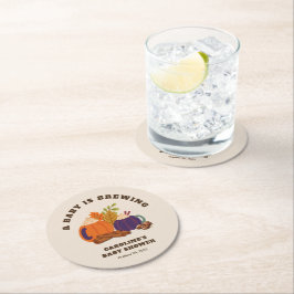 Posavasos Redondo De Papel Bebé está preparando café de calabaza Baby Shower 