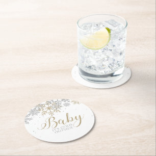 Posavasos Redondo De Papel Bebé, hace frío afuera, baby shower de invierno