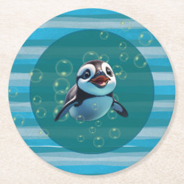 Posavasos Redondo De Papel Bebés de papel pingüino