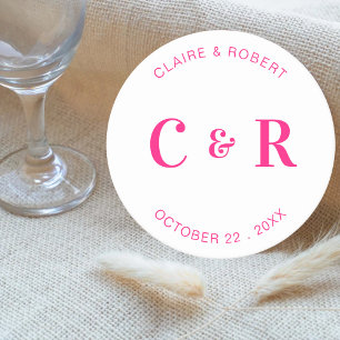 Posavasos Redondo De Papel Bebida favorita de boda monograma personalizada