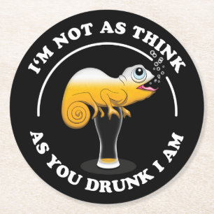 Posavasos Redondo De Papel Beer Lover Cameleon Y Cita Graciosa Para La Bebida