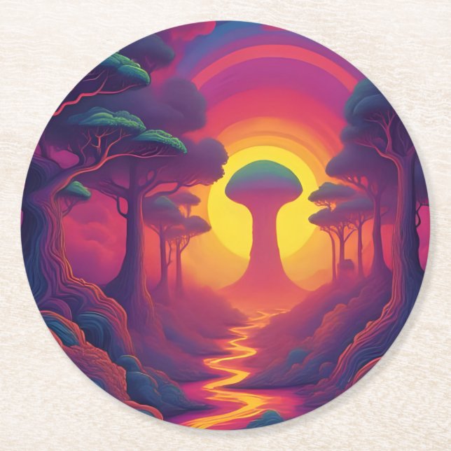 Posavasos Redondo De Papel Beginning of The Fall Art (Anverso)