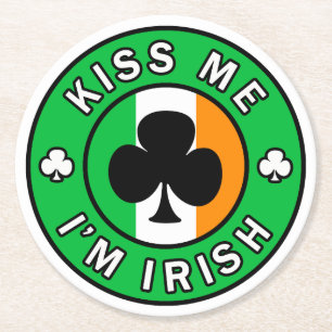 Posavasos Redondo De Papel Bésame soy irlandés