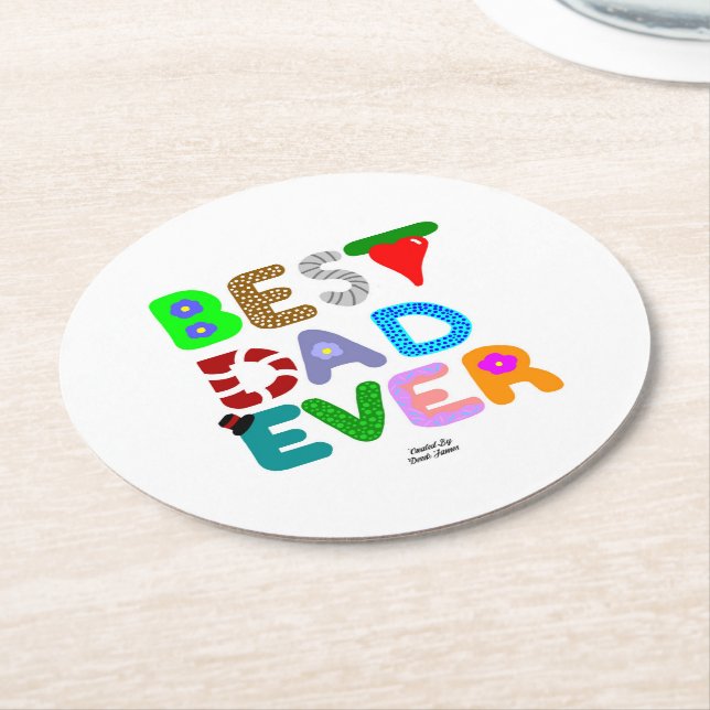 Posavasos Redondo De Papel Best Dad Ever Round Paper Coaster (En perspectiva)