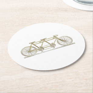 Posavasos Redondo De Papel Bicicleta antigua construida para dos / Bicicleta